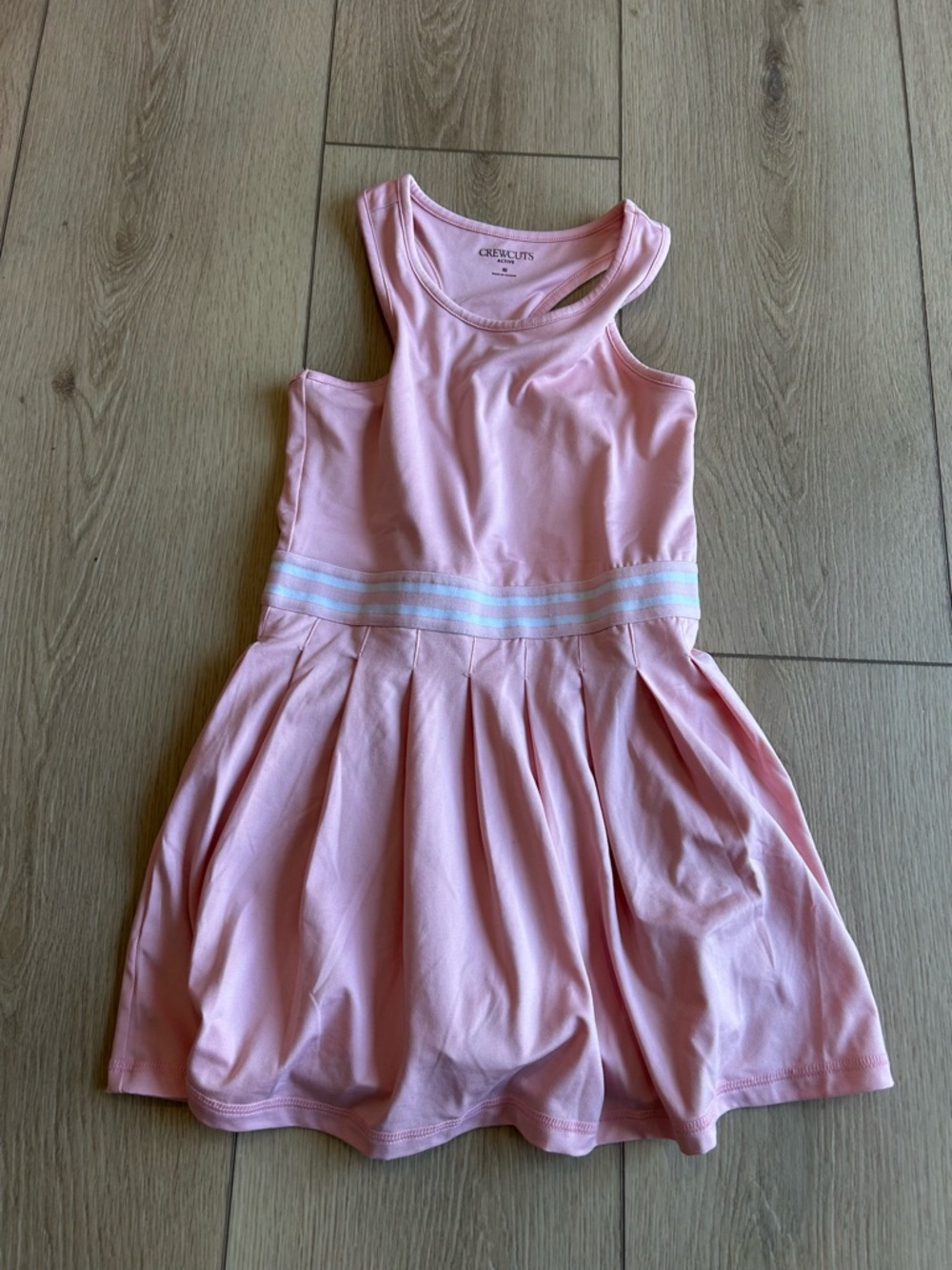 Crewcuts Pink Sleeveless Fit-and-Flare Dress with Striped Waistband